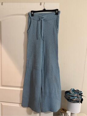 Zara Light Blue Ribbed Knit Pants